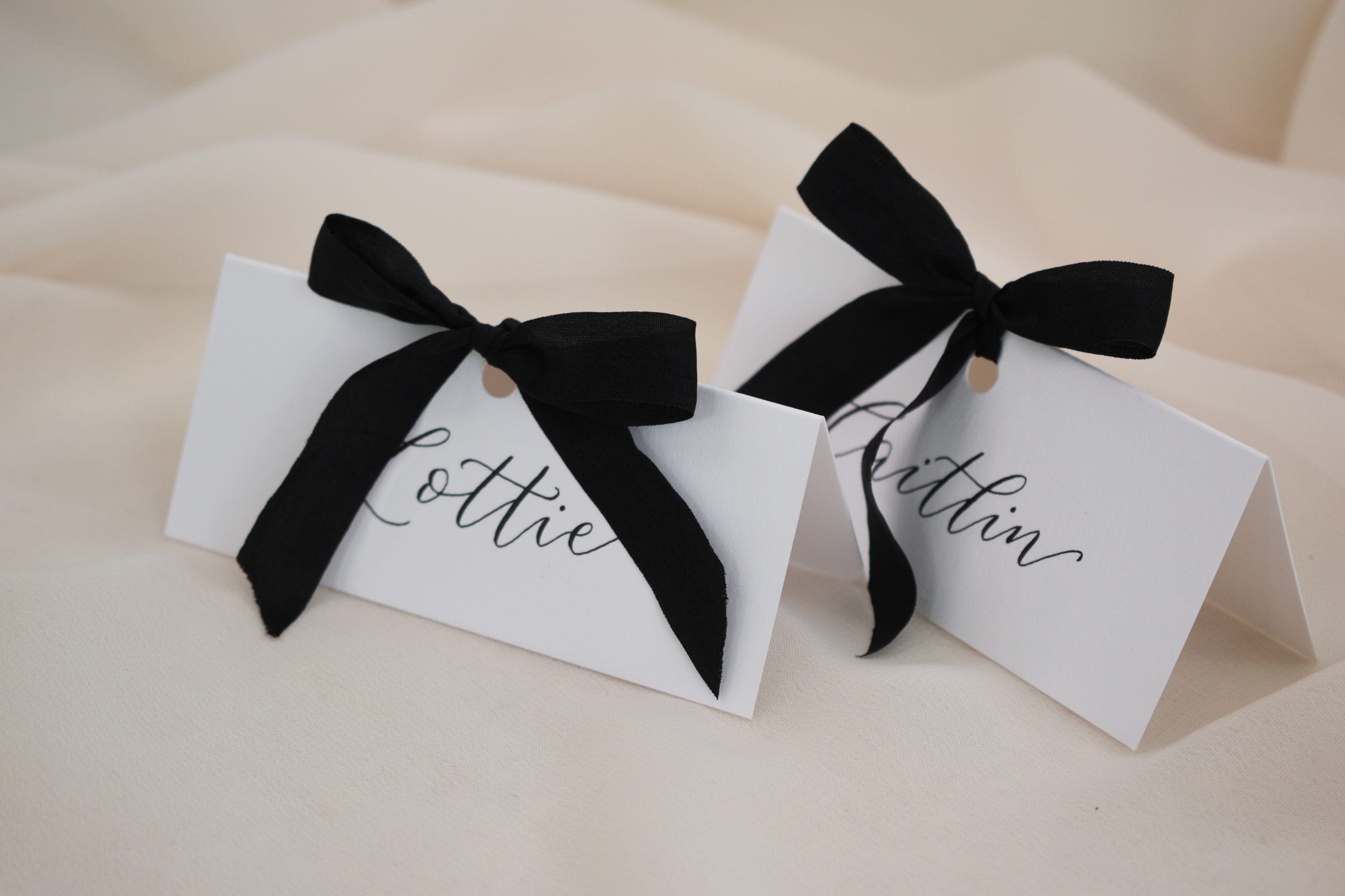 Black Bow Handwritten Place Cards