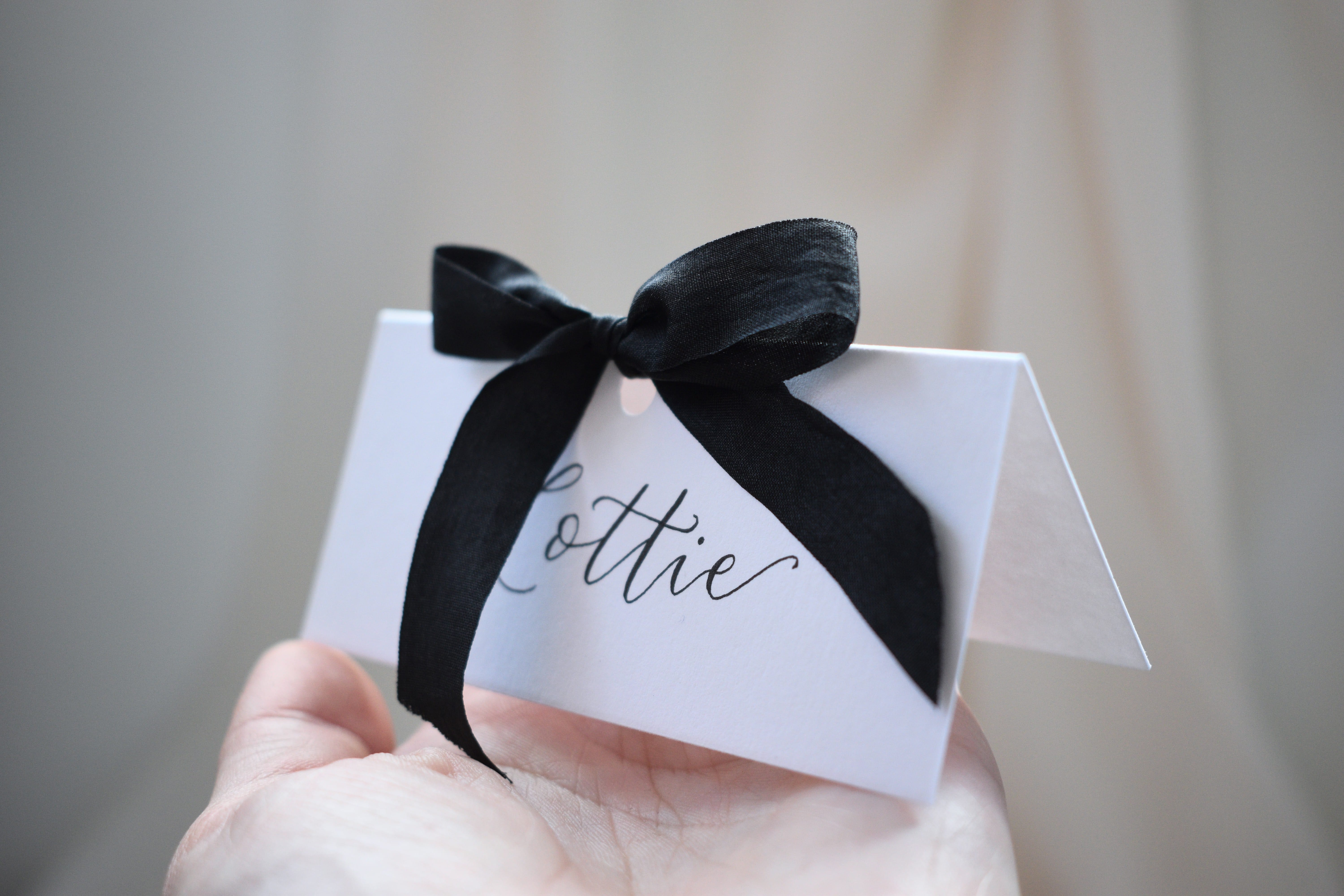 Black Bow Handwritten Place Cards - Image 3