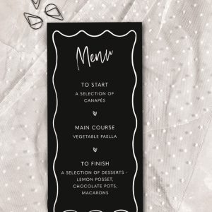 Monochrome Wedding Menu
