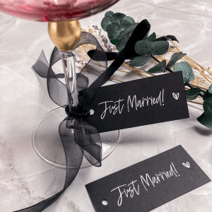 Monochrome 'Just Married' Drink Tag