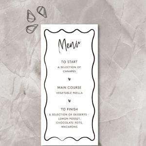 White Monochrome Wedding Menu
