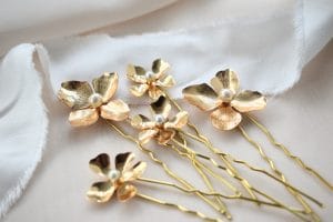 Gold Floral Hair Pins
