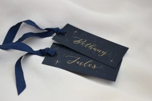 Starry Night Ribbon Handwritten Place Cards