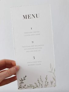Botanical Wedding Menu