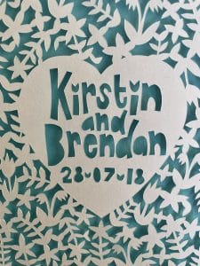 Personalised wedding or anniversary framed papercut art