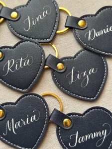 Personalised Heart Keyring with Calligraphy