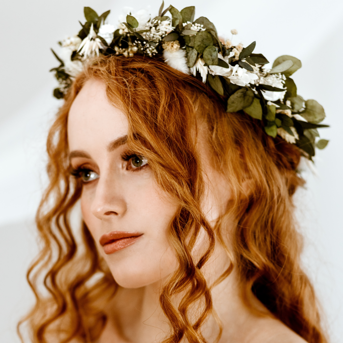 Women's Big Flower Wedding Bride Crown Headband - Garland Hair Accessory (One Size, Multi-Color)